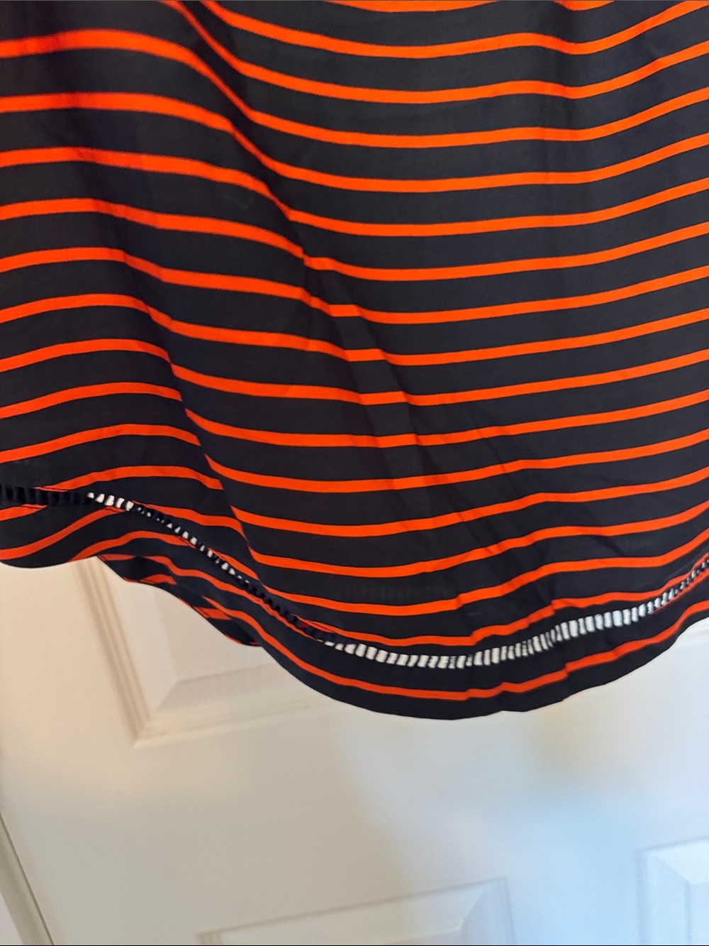 J. Crew Women’s Navy & Orange Striped Scoop Neck Blouse - Picture 6 of 7